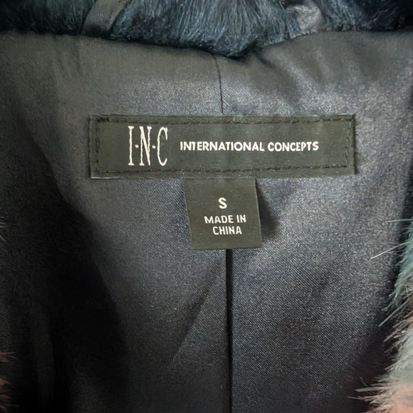 INC International Concepts Multi-Color Faux Fur Colorblock Jacket - Picture 4 of 4